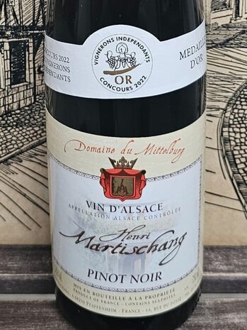 Pinot Noir 2021 Medaille Henri Martischang rode wijn Frankrijk Elzas