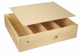 Wijnkist geschikt voor 4 flessen met schuifdeksel